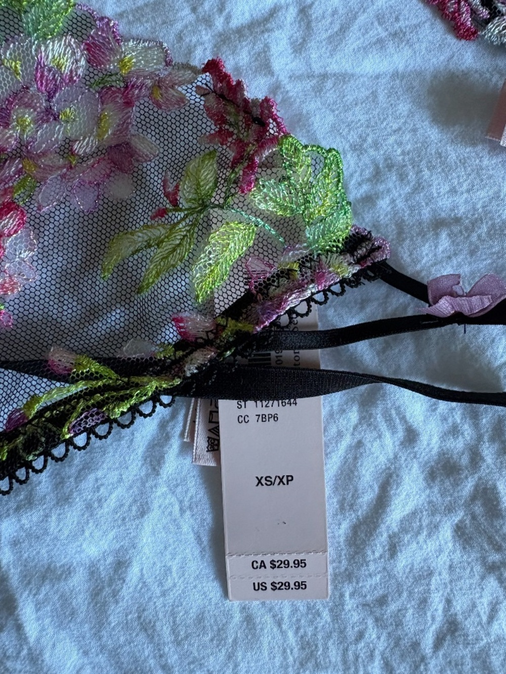 Victoria’s Secret Black Floral Embroidered Bra & Thong Set | Sexy Lace Lingerie - Picture 8 of 10